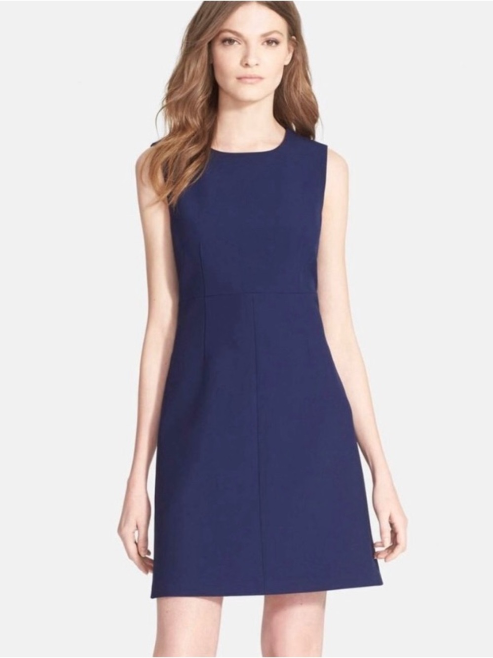Diane Von Furstenberg Carrie Sleeveless Sheath Dress Size 12 Navy Blue Career